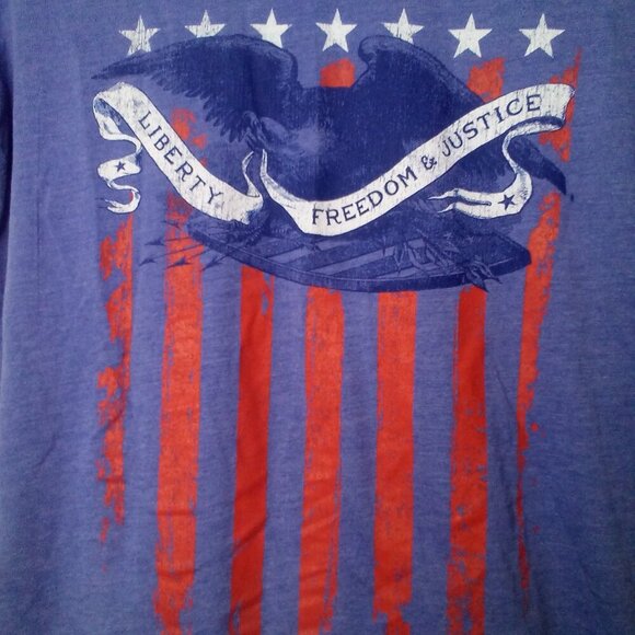 Home Of The Brave Shirt Women S Short Sleeve Liberty Freedom Justice Flag USA - Picture 9 of 14